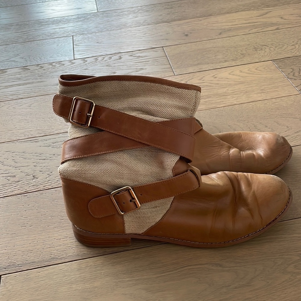 Nice camel and white booties size 9.5
